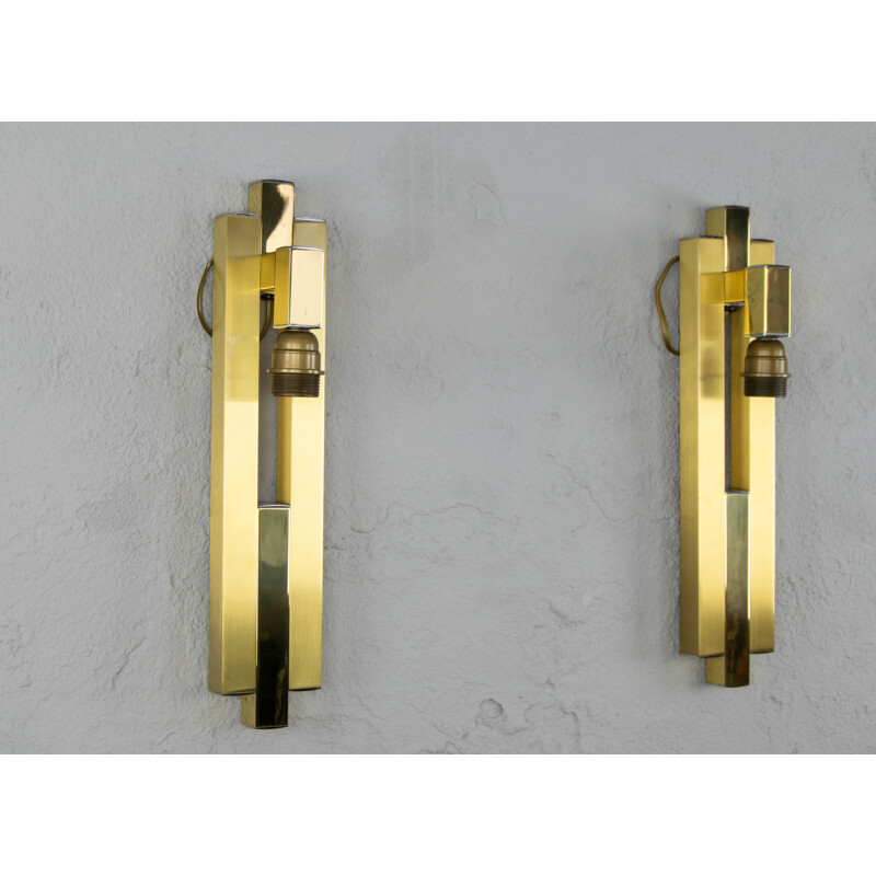 Pair of golden sconces for Lumica 1970s