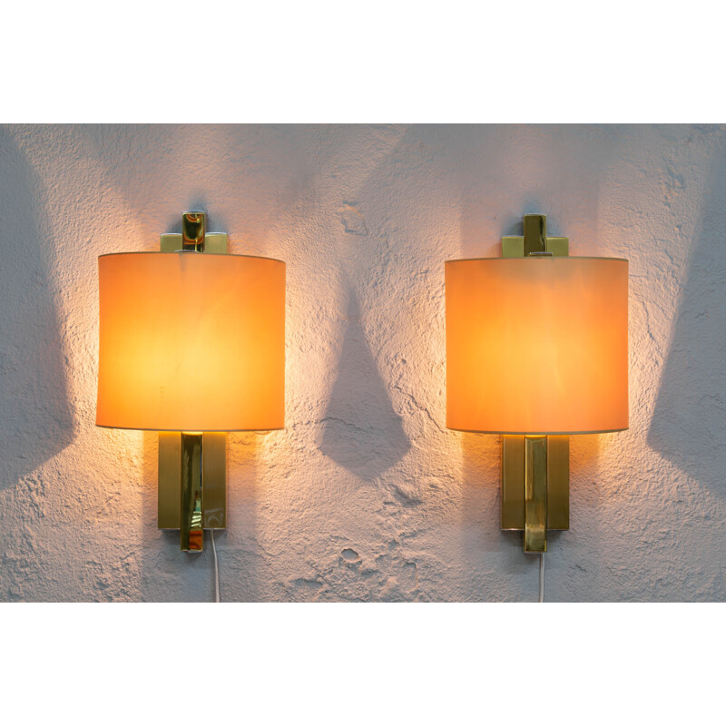 Pair of golden sconces for Lumica 1970s