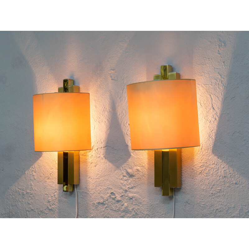 Pair of golden sconces for Lumica 1970s