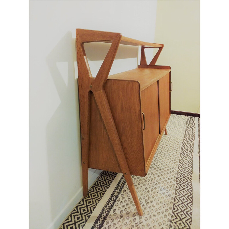 Vintage solid oak sideboard by Louis Paolozzi, 1950