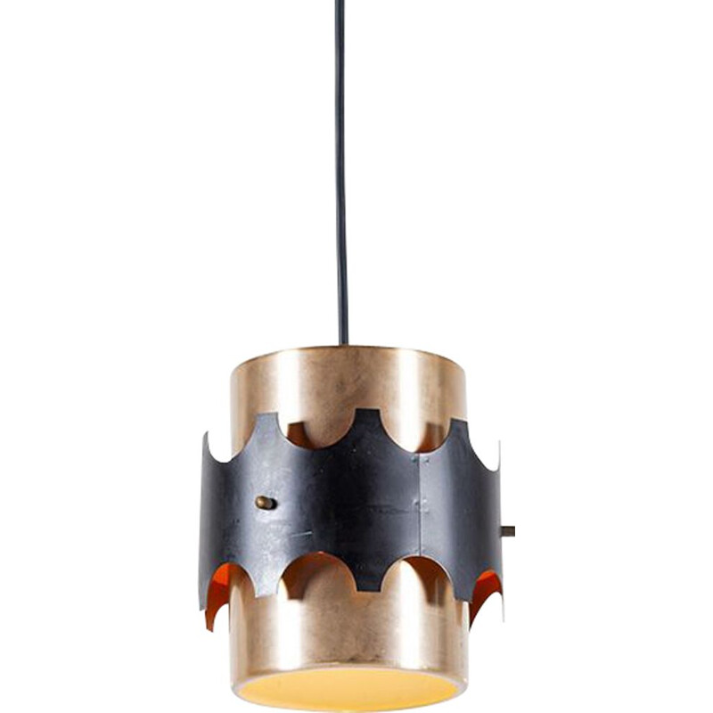 Vintage copper and metal pendant lamp by Werner Schou for Coronell, Denmark 1960