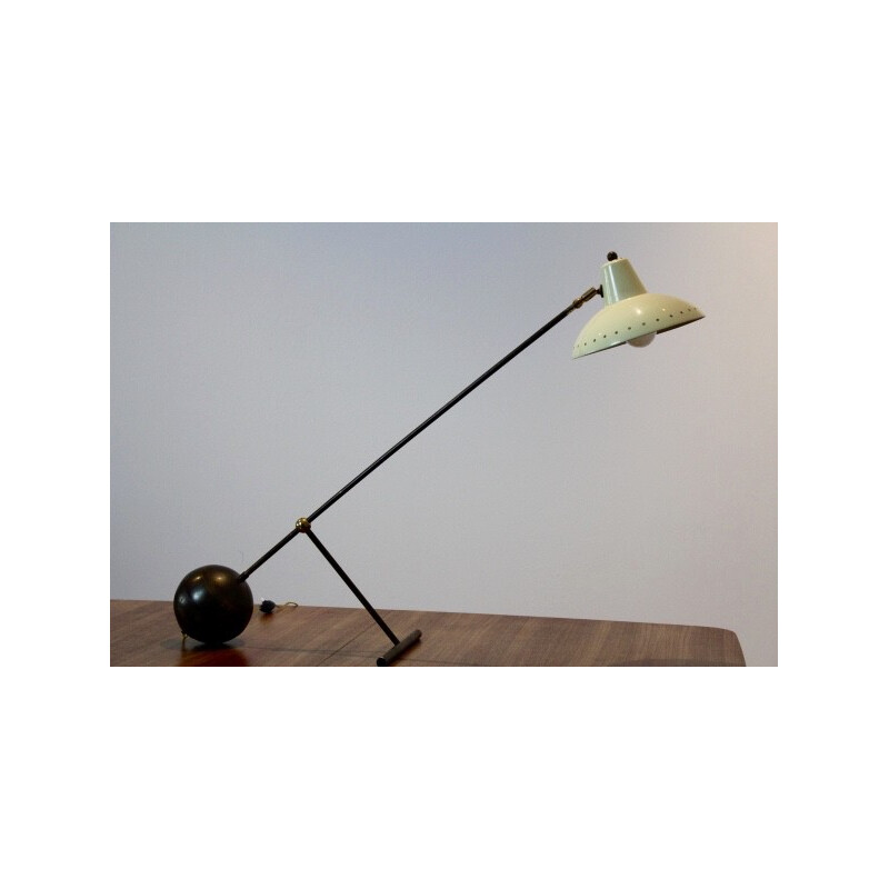Lampe de table vintage en laiton et acier - 1950