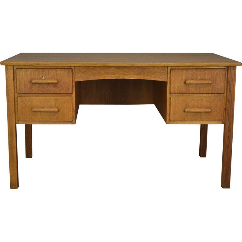 Vintage oak desk with 4 drawers, United Kingdom