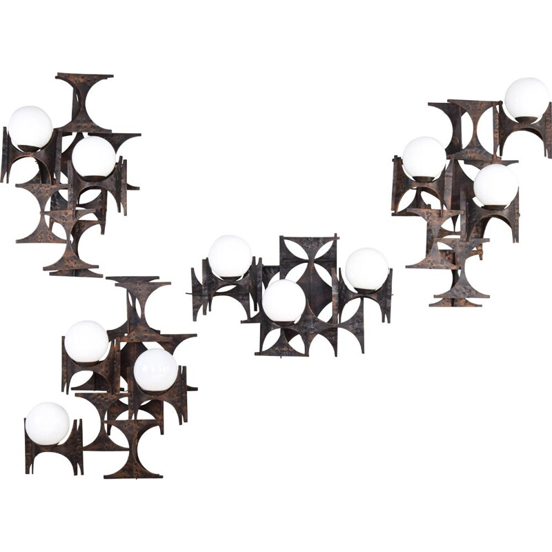 Composition of Four Great Brutalist Sculpture Wall Sconces by Marc Weinstein