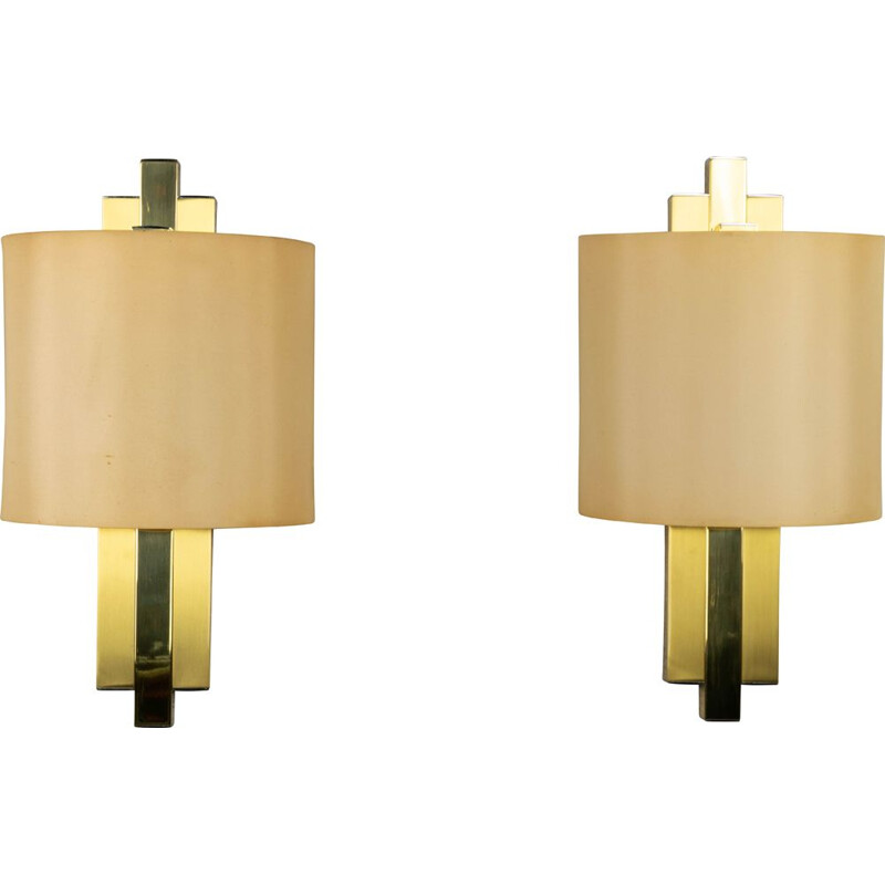 Pair of golden sconces for Lumica 1970s