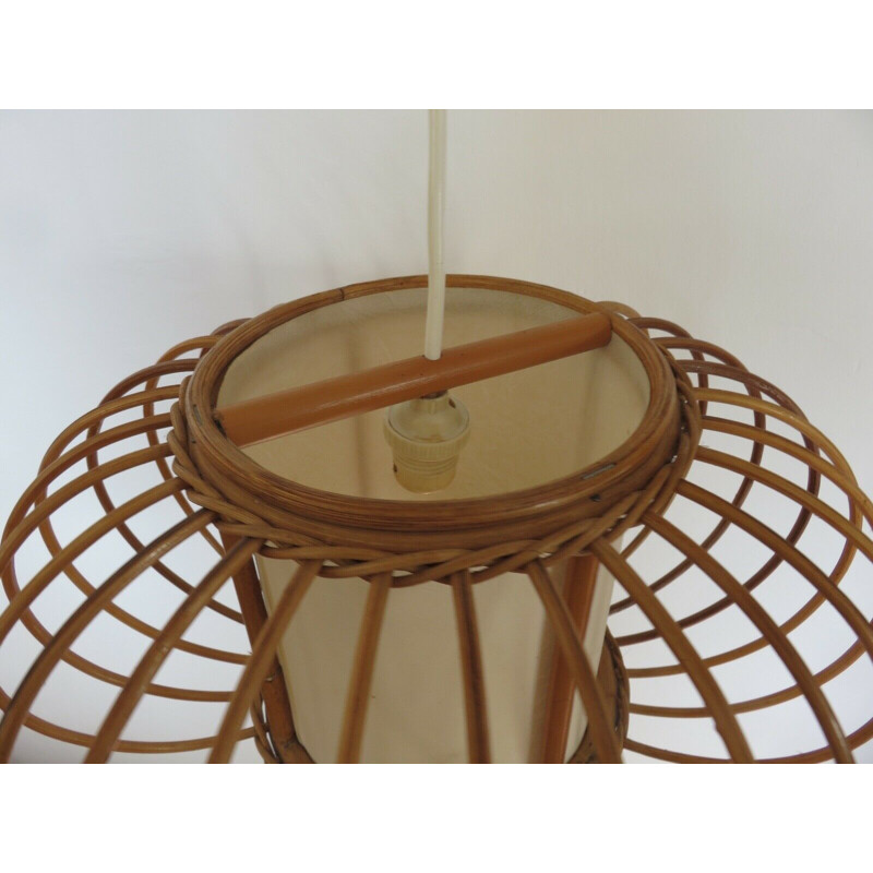 Vintage rattan hanging lamp 1960