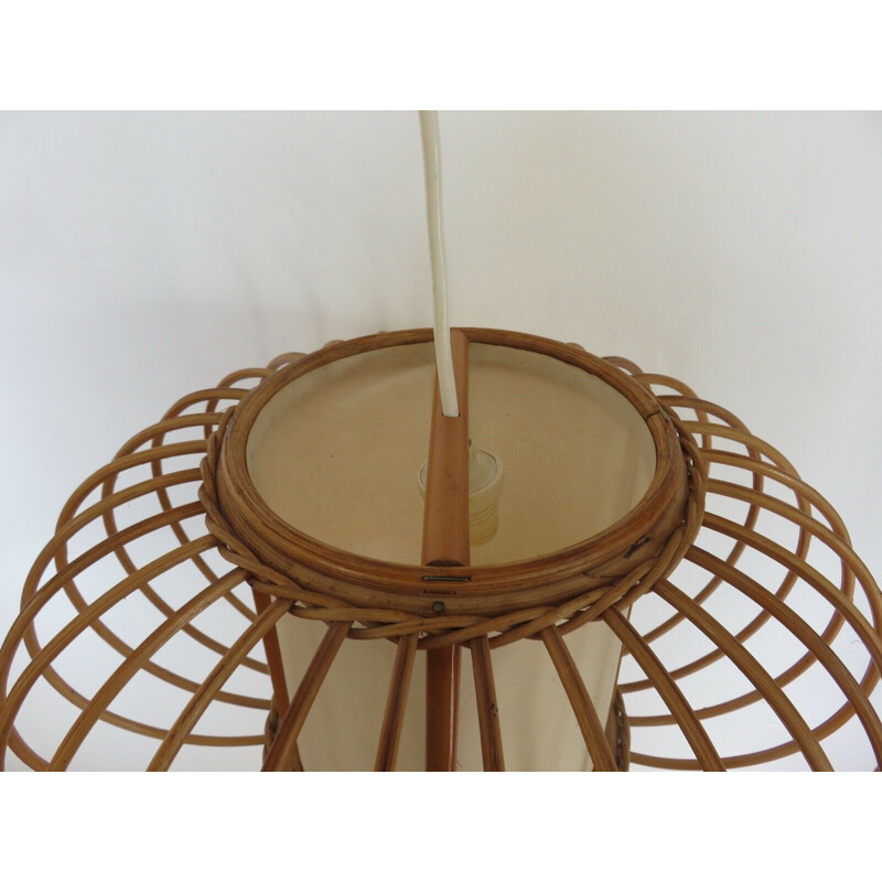 Vintage rattan hanging lamp 1960