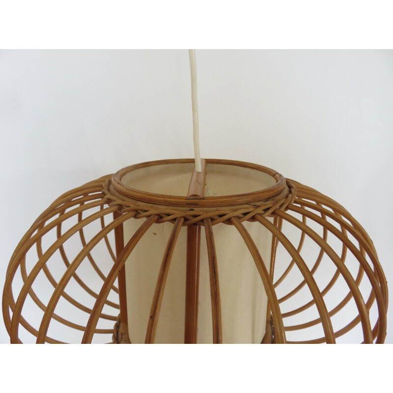 Vintage rattan hanging lamp 1960