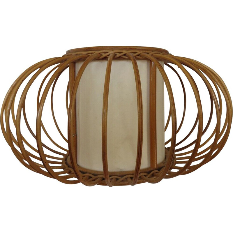 Vintage rattan hanging lamp 1960