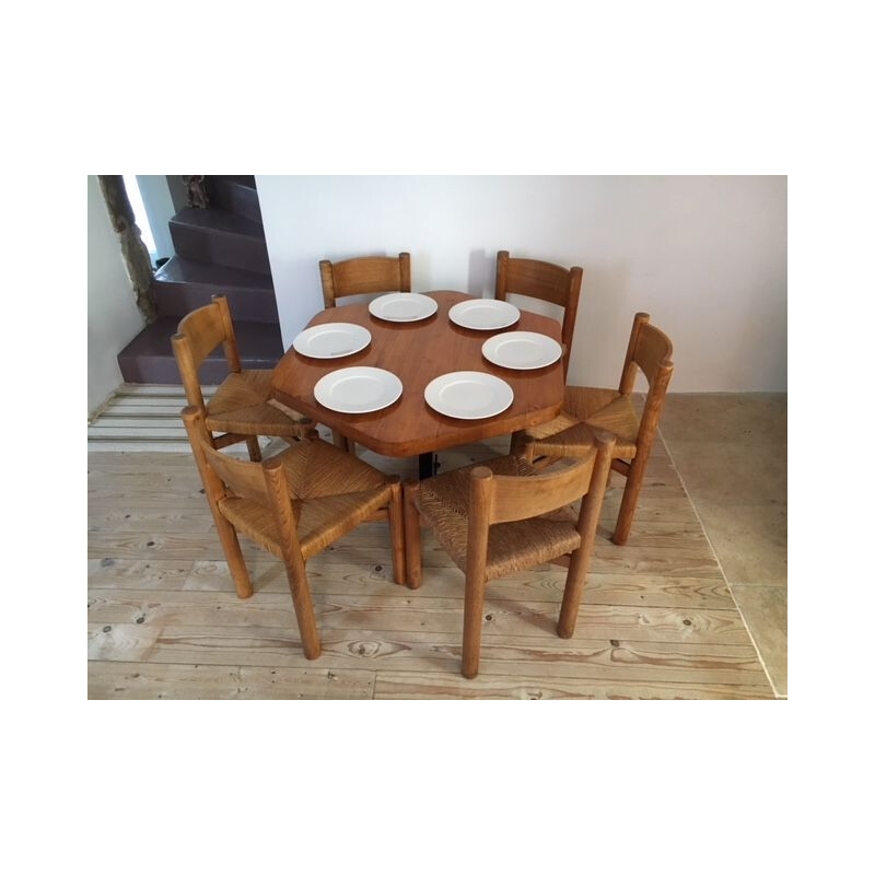 Table exagonale vintage par Charlotte Perriand 1970