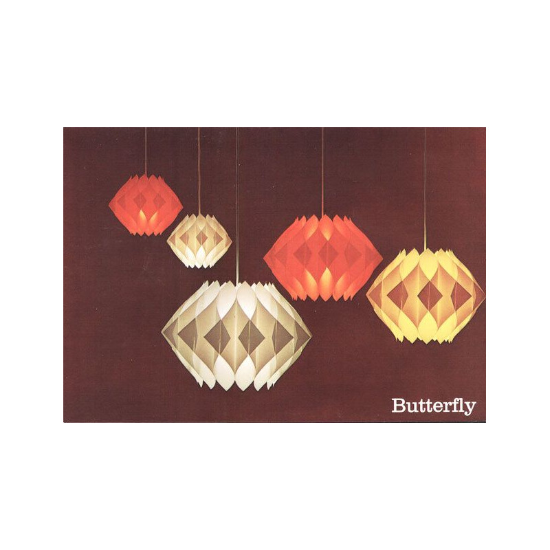 Vintage pendant light "Butterfly" by Lars Shiøler for Hoyrup lighting, Denmark 1960s
