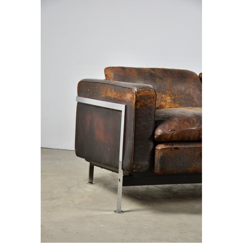 Vintage RH 302 leather sofa by Robert Haussmann for De Sede 1960s