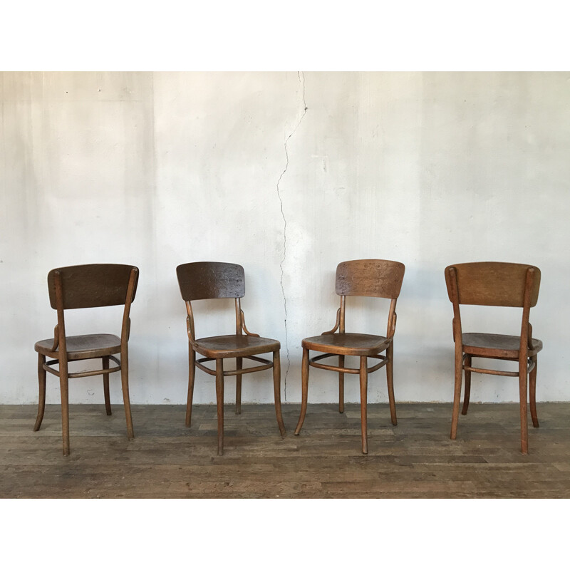 Set of 4 art nouveau vintage chairs model n 57 by Thonet