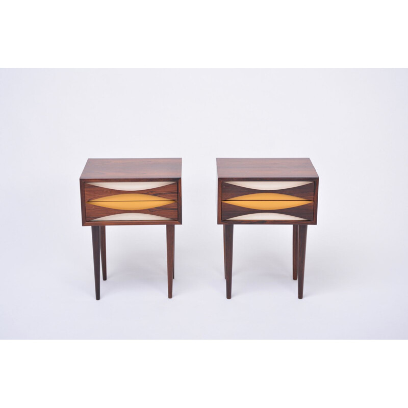 Pair of vintage rosewood night tables by Niels Clausen, 1960