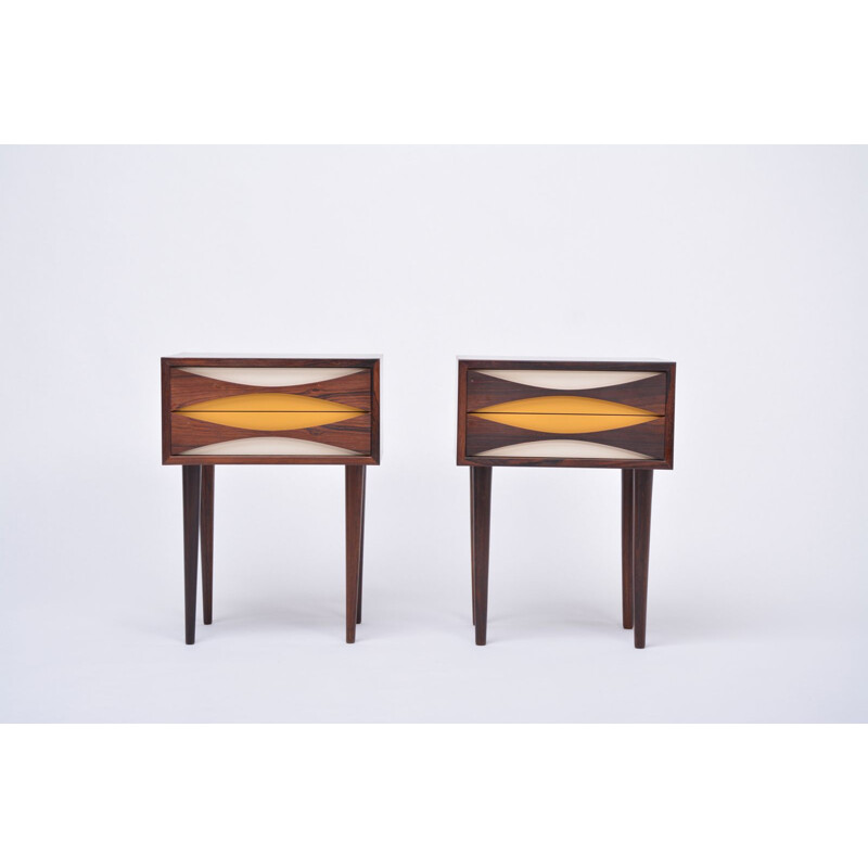 Pair of vintage rosewood night tables by Niels Clausen, 1960