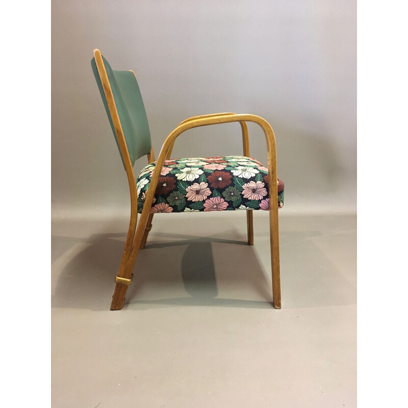 Set of 4 Bow Wood armchairs by Steiner 1950.