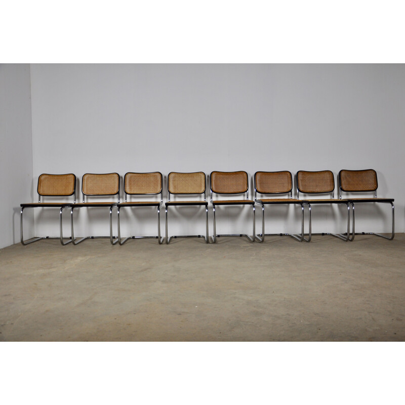 Set of 8 vintage Cesca chairs by Marcel Breuer for Gavina, 1980s