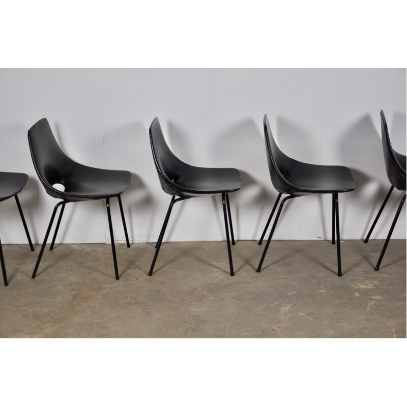 Set of 6 Tonneau Chairs by Pierre Guariche for Steiner, 1950s