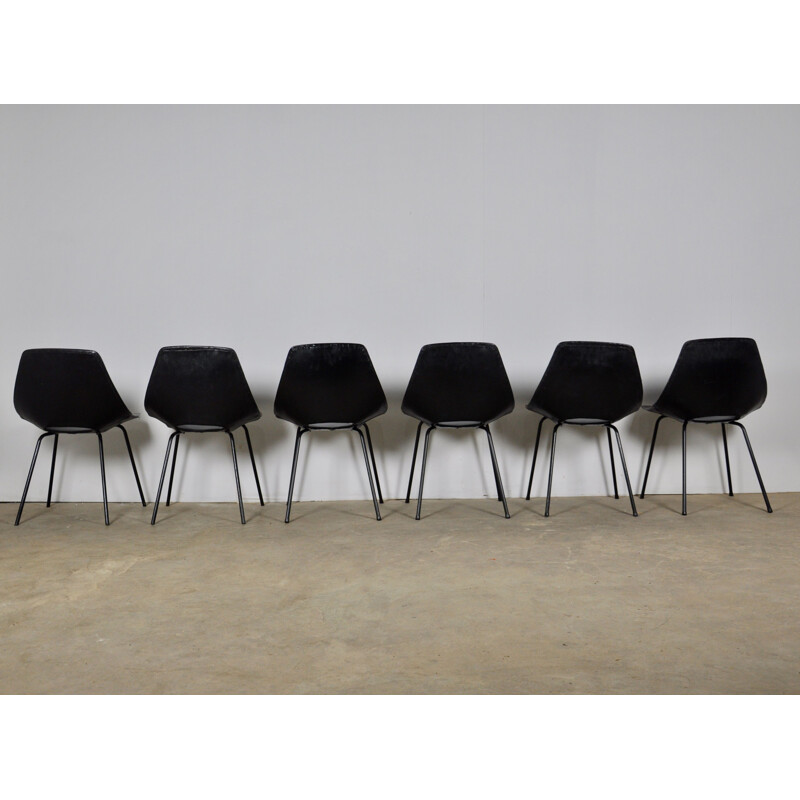 Set of 6 Tonneau Chairs by Pierre Guariche for Steiner, 1950s