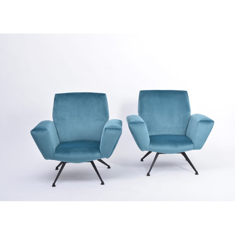 Pair of vintage Italian armchairs model 530 by Lenzi, 1950