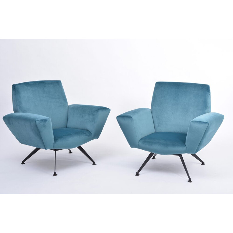 Pair of vintage Italian armchairs model 530 by Lenzi, 1950