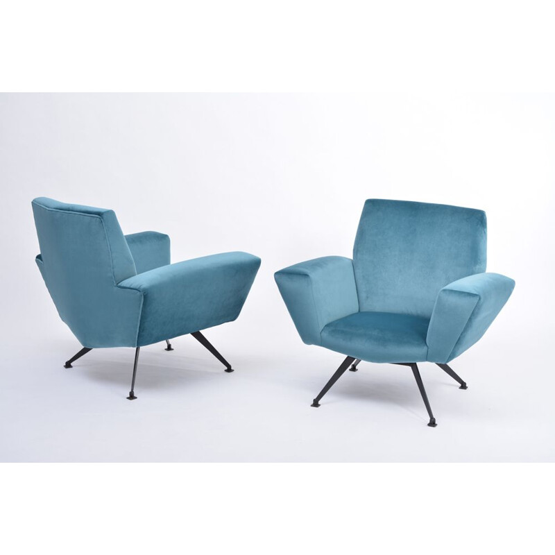 Pair of vintage Italian armchairs model 530 by Lenzi, 1950