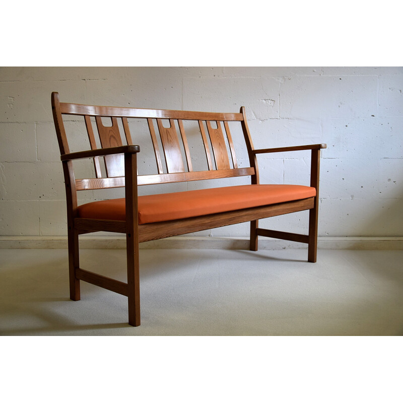 Vintage Two-Seat Bench in pine by Yngve Ekström 