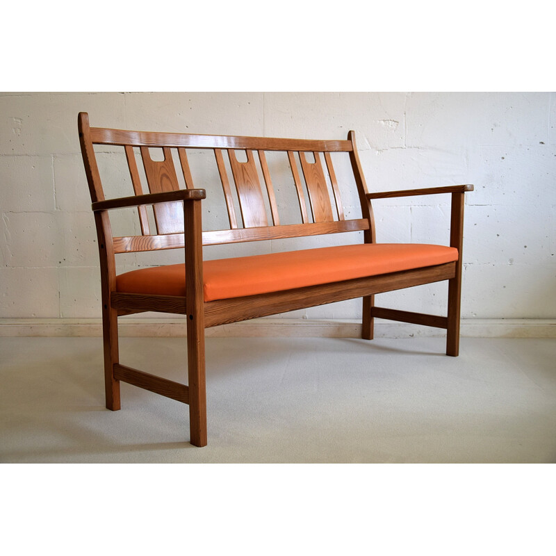 Vintage Two-Seat Bench in pine by Yngve Ekström 