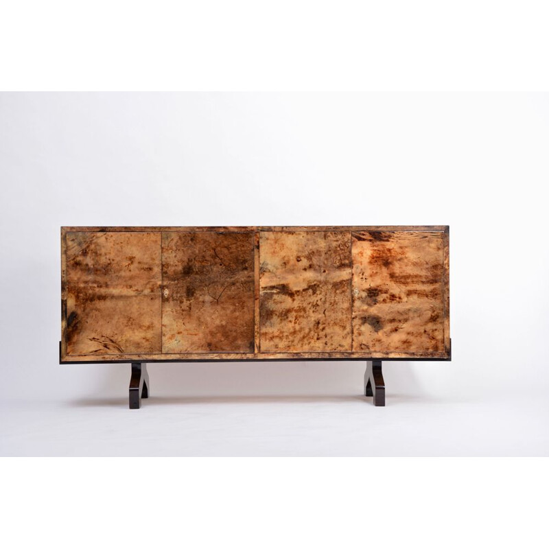 Vintage Sideboard in lacquered goat skin by Aldo Tura, Italy, 1970s