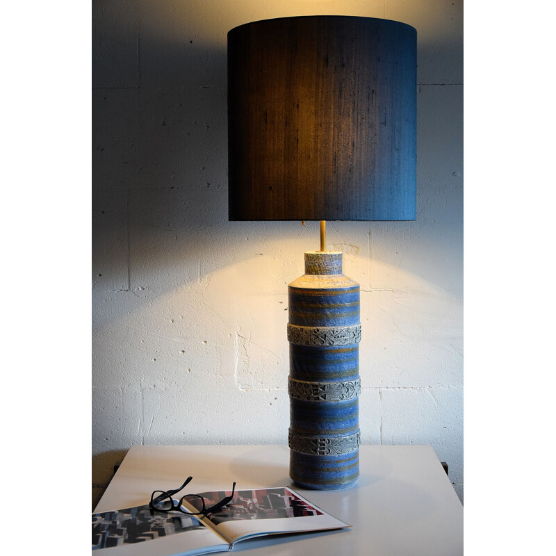 Vintage ceramic table lamp by Aldo Londi for Bitossi, Italy