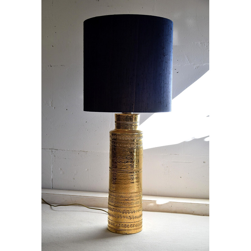 Vintage table lamp in gold ceramic by Aldo Londi for Bitossi