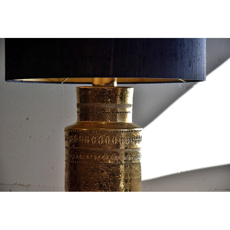 Lampada da tavolo vintage in ceramica dorata di Aldo Londi per Bitossi
