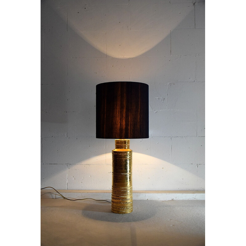 Lampe de table vintage en céramique dorée par Aldo Londi pour Bitossi