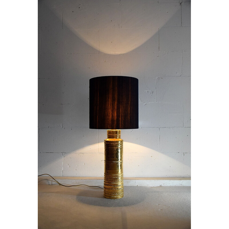 Vintage table lamp in gold ceramic by Aldo Londi for Bitossi