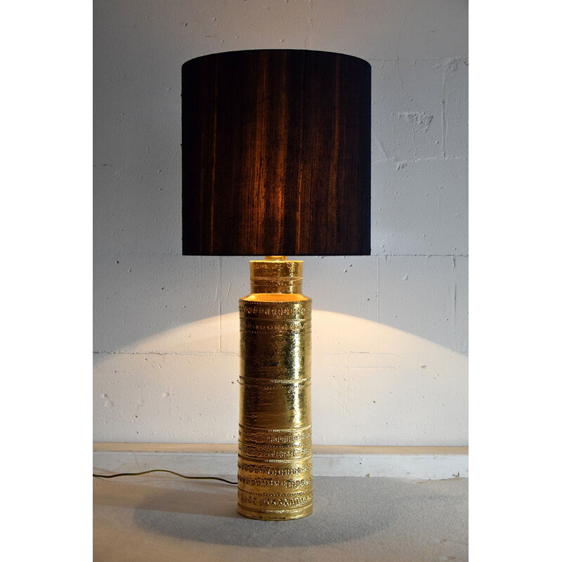 Lampe de table vintage en céramique dorée par Aldo Londi pour Bitossi