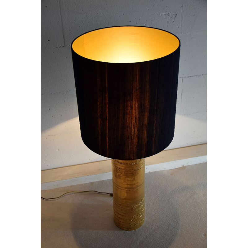 Vintage table lamp in gold ceramic by Aldo Londi for Bitossi