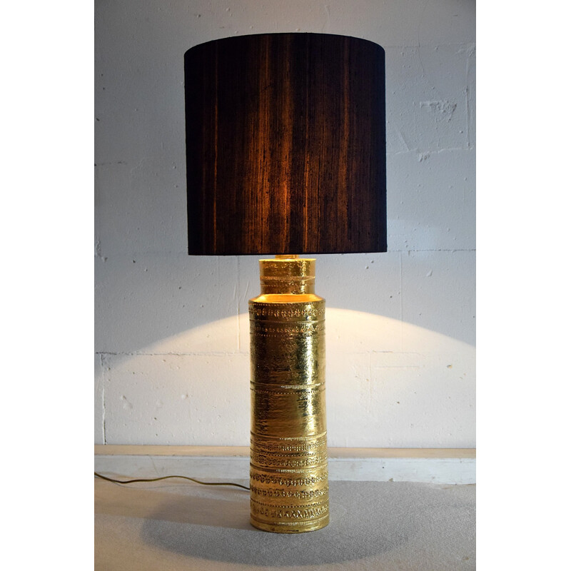 Vintage gouden keramische tafellamp van Aldo Londi voor Bitossi
