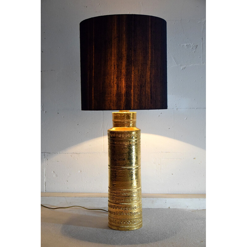 Vintage table lamp in gold ceramic by Aldo Londi for Bitossi