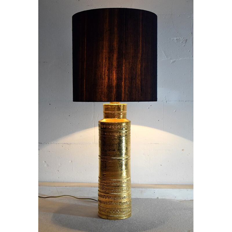 Lampada da tavolo vintage in ceramica dorata di Aldo Londi per Bitossi