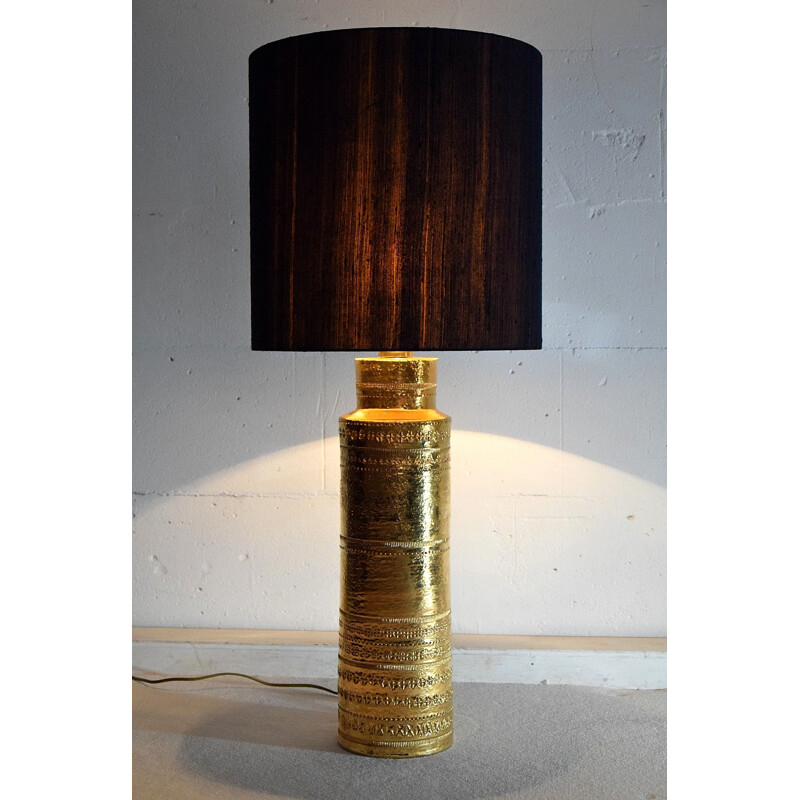 Vintage table lamp in gold ceramic by Aldo Londi for Bitossi