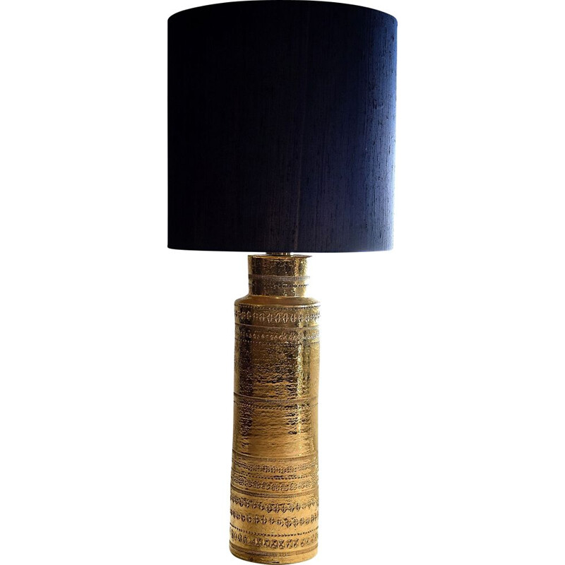 Vintage table lamp in gold ceramic by Aldo Londi for Bitossi