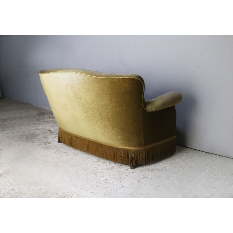 Vintage Danish 2 seat sofa in gold velour, 1930