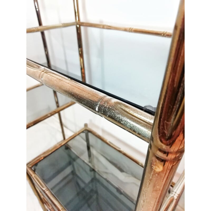 Vintage Bamboo shelf in chromed metal 