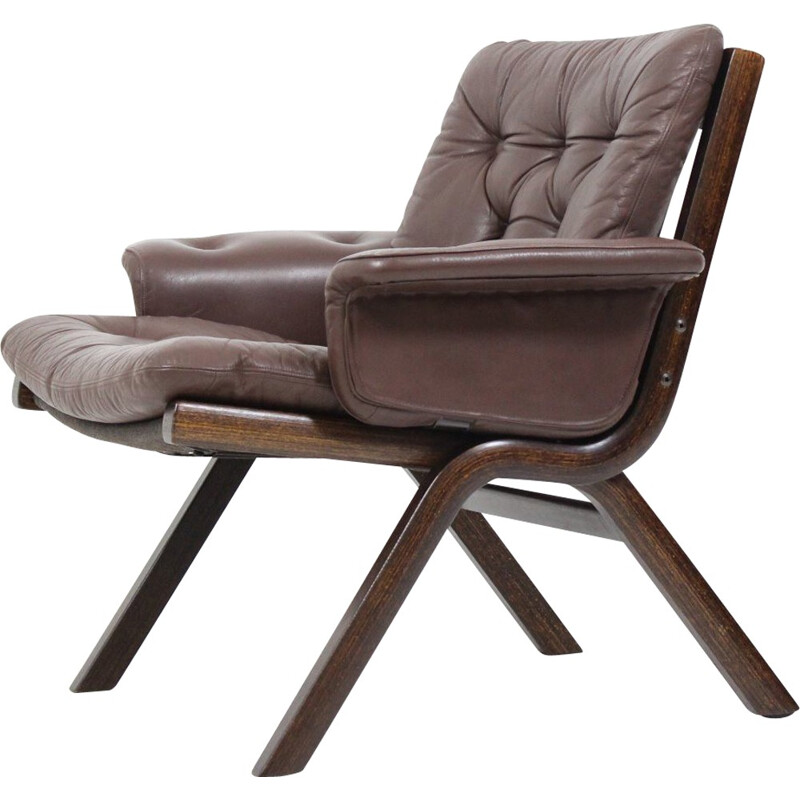 Scandinavian westnofa armchair in leather, Ingmar RELLING - 1960s