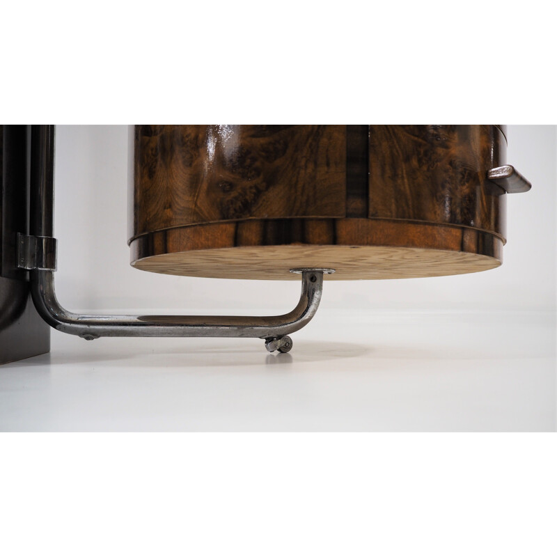 Vintage Art Deco chrome and walnut dressing table 