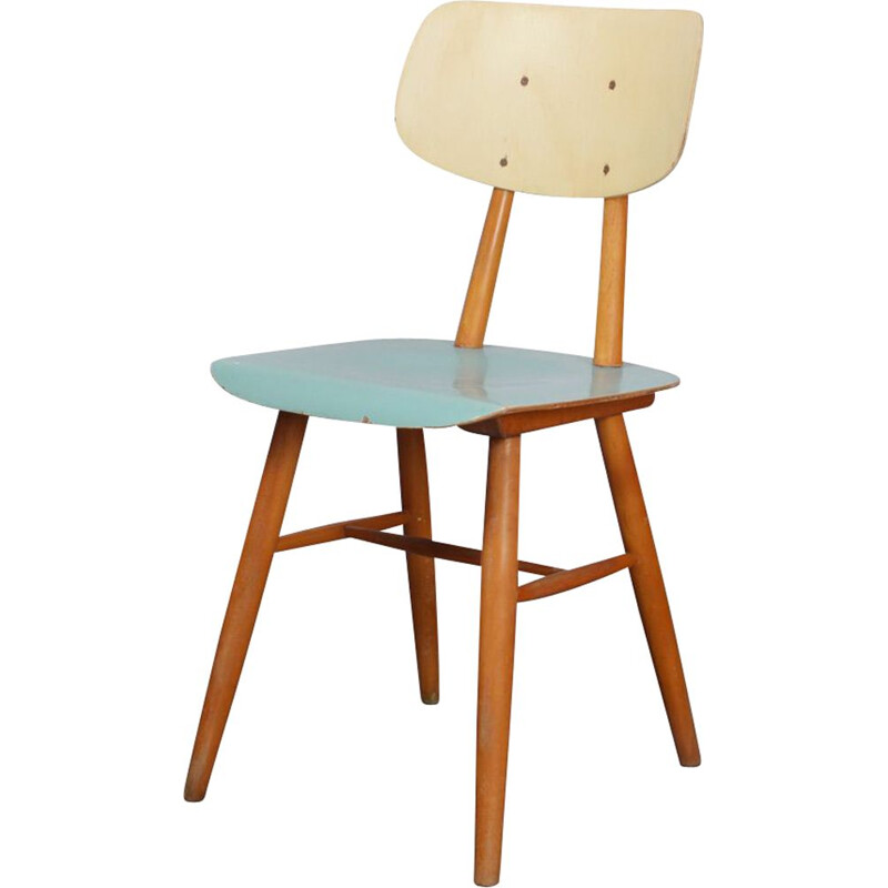 Vintage wooden chair by Ton, 1960