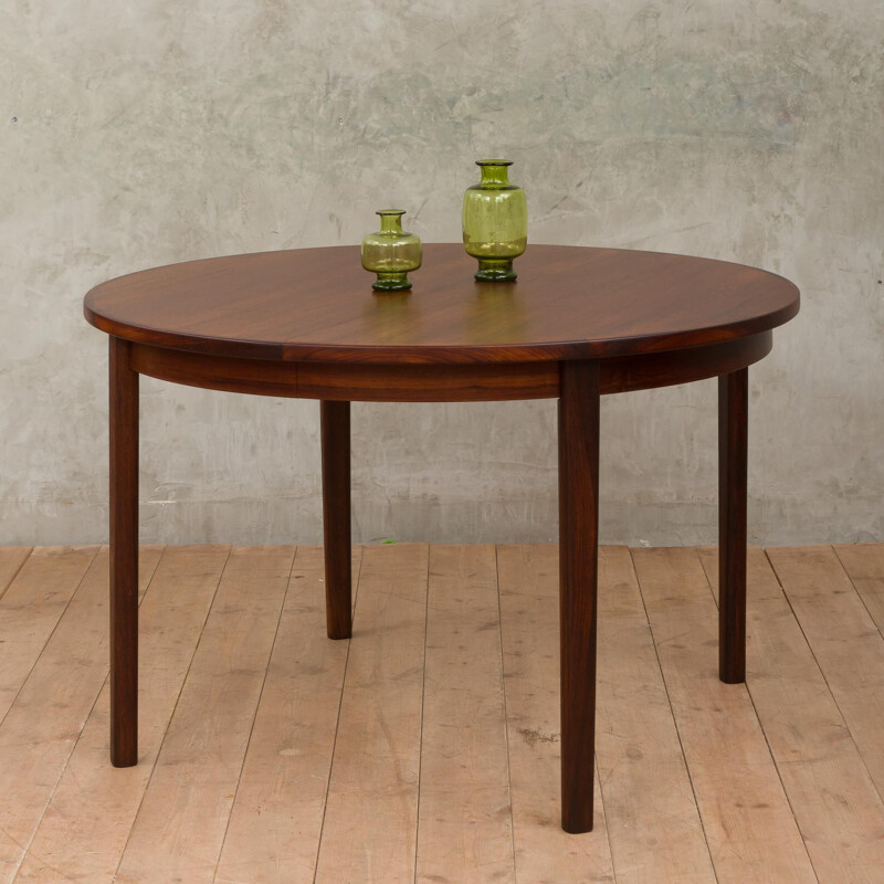 Table à rallonge en bois de palissandre danoise à 3 feuilles par Skovby