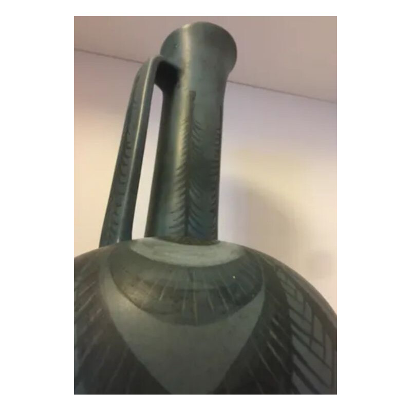 Vintage Vase mit Zeichenhals aus Keramik von Mmjolly