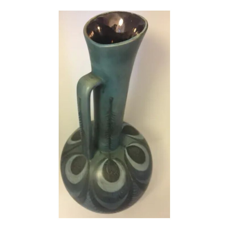 Vintage Vase mit Zeichenhals aus Keramik von Mmjolly