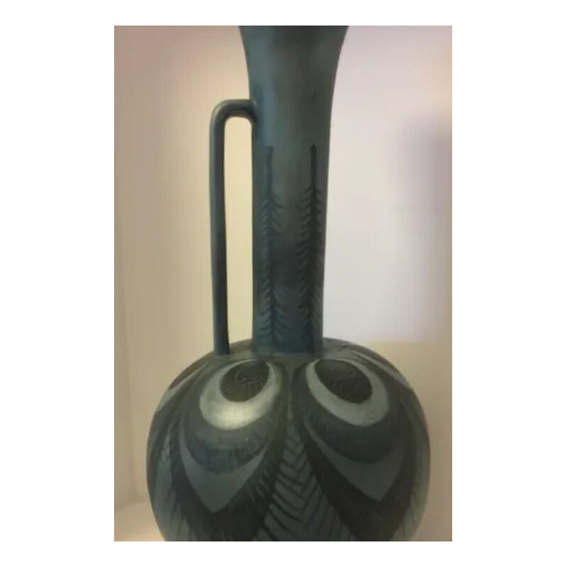 Vase vintage à col de signe en céramique par Mmjolly
